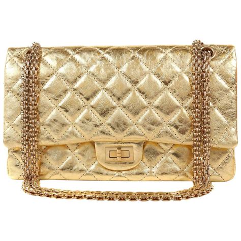 chanel metallic gold bag|chanel bag with gold chain.